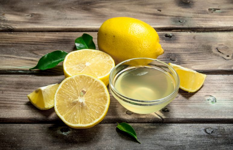 Lemon juice in the bowl.