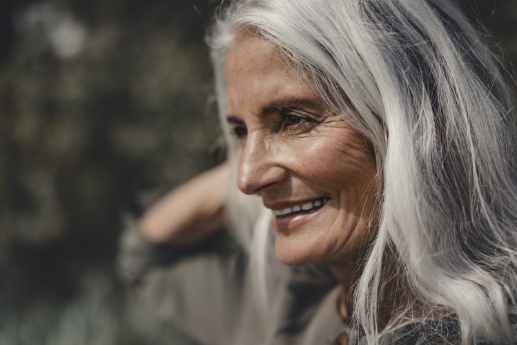 Portrait of a beautiful, white haired senior woman