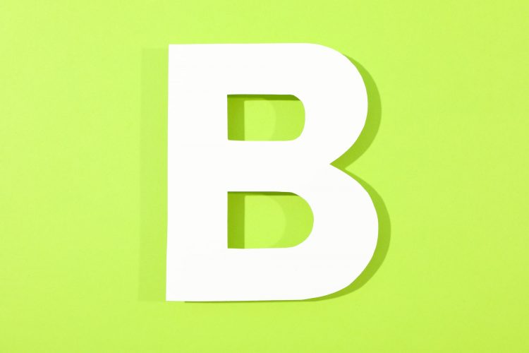 White letter B on color background, space for textWhite letter B on color background, space for text