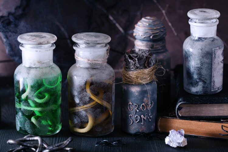 witch apothecary jars magic potions halloween decoration