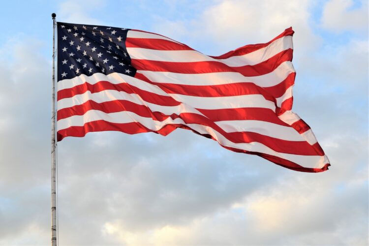 Waving United States if America flag